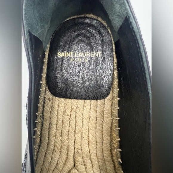 Saint Laurent Black Leather Star Espadrilles Size 39 - Picture 8 of 9